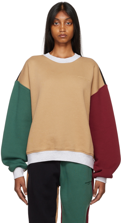 Alexander Wang Multicolor Colorblocked Sweatshirt In Beige