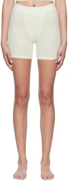 Skims Cotton-blend Ribbed Boxer Shorts In Bone