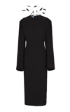Prada Feather-embellished Sable Midi Dress In Metallic