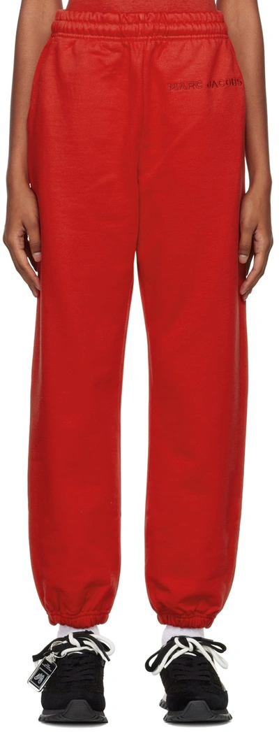 Marc Jacobs The Sweatpants Logo Cotton Trousers In Red