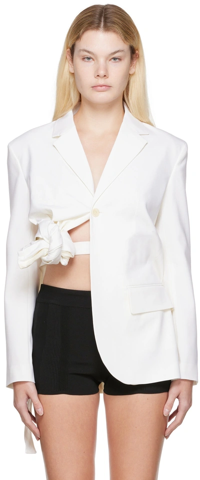 Jacquemus La Veste Baccala Cutout Wool-blend Twill Blazer In White
