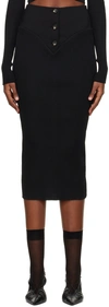 Renaissance Renaissance Mixed Media Button Front Skirt In 0372 Black
