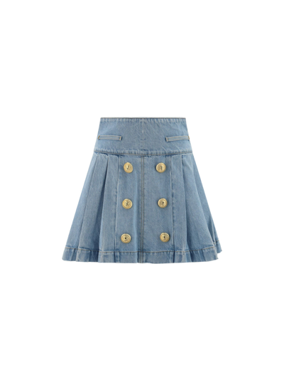 Balmain Skirt In Bleu Jean Claire