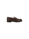 Miu Miu Logo Embossed Calf Leather Loafers In Ebano
