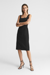 REISS BLACK PETITE TAILORED WOOL BLEND PENCIL SKIRT