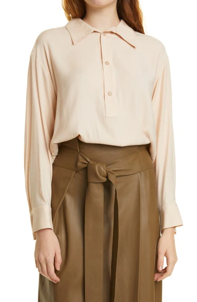 Vince Shaped Collar Polo Blouse In Rose Water