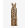 Rabanne Chain-embellished Leopard-print Satin Maxi Dress In Leopard Commercial