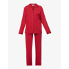 The Nap Co Piped Relaxed-fit Stretch-woven Pyjama Set In Ruby
