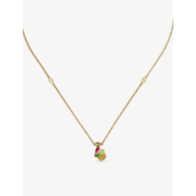 Gucci Cupcake-charm Brass Necklace In Gold