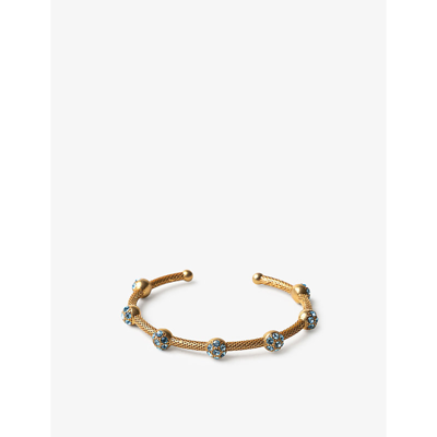 La Maison Couture Sonia Petroff Reef 24ct Yellow Gold-plated Brass And Swarovski Crystal Bracelet In Blue
