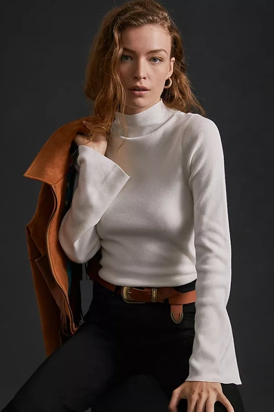By Anthropologie Maeve Bell-sleeve Sweater In White
