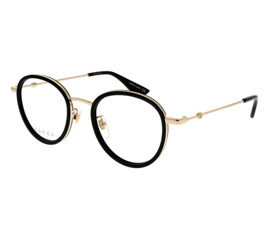 Gucci Gg0608ok Shiny Black/ Shiny Endura Gold Unisex Eyeglasses In Black,gold Tone