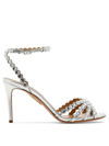 Aquazzura Tequila 85 Crystal-embellished Sandals In Silver