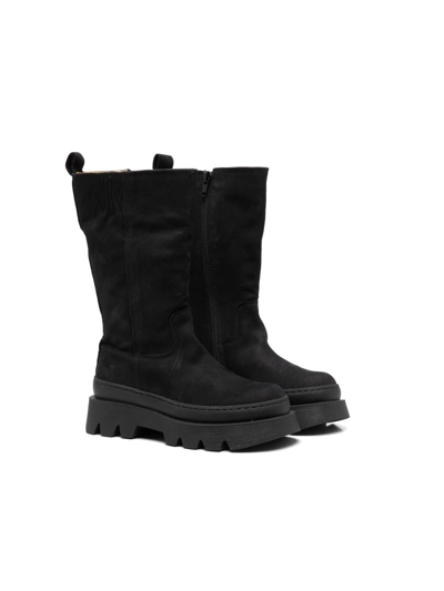 Monnalisa Kids' Ankle-length Ridged-sole Boots In Black