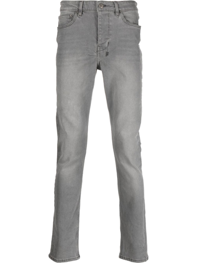 Ksubi Mid-rise Stonewashed Jeans In Grau