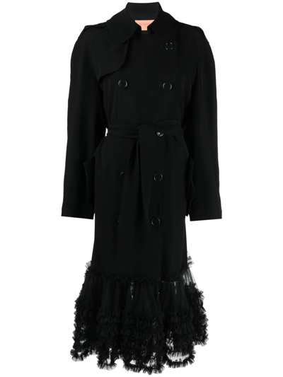 Viktor & Rolf Fancy Ruffle-hem Trench Coat In Black