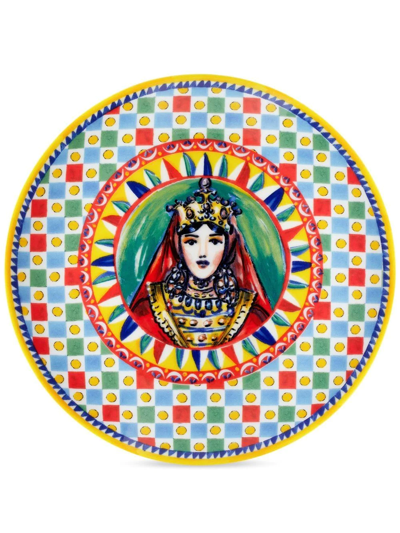 Dolce & Gabbana Porcelain Dessert Plates (set Of Two) In Multicolour