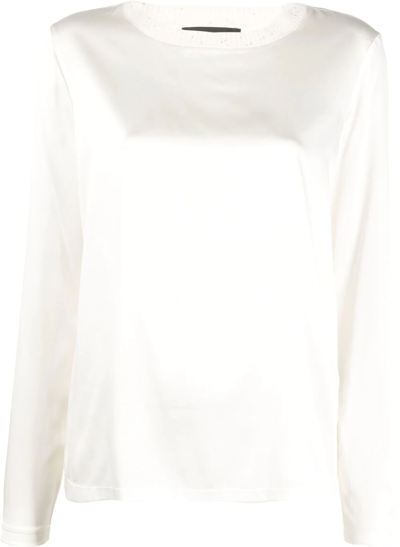 Fabiana Filippi Sequin-embellished Ribbed-trim T-shirt In Neutrals