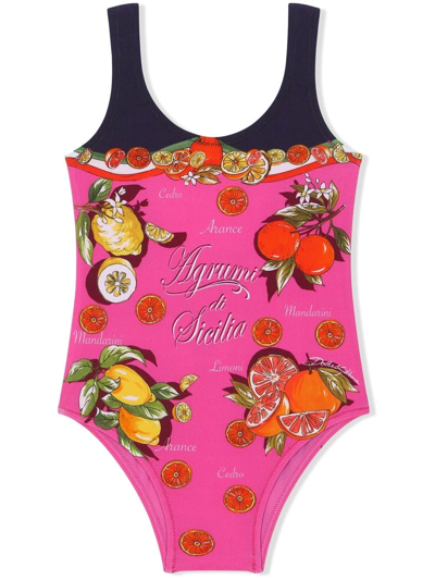 Dolce & Gabbana Baby Girl's Citrus Print One-piece Swimsuit In Pink