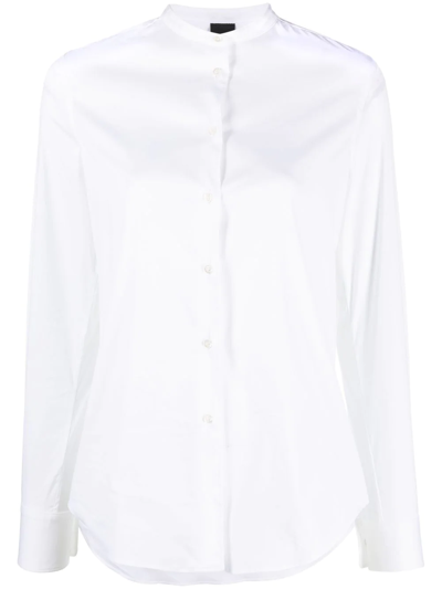 Aspesi Collarless Button-up Shirt In White