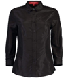 Carolina Herrera Silk Taffeta Collared Shirt -black In Black