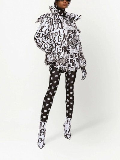 Dolce & Gabbana Piumino Graffiti-logo-print Padded Jacket In Multi