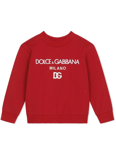 Dolce & Gabbana Kids' Embroidered Logo Jumper In Red