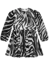 Dolce & Gabbana Short Zebra-print Chiffon Dress In White