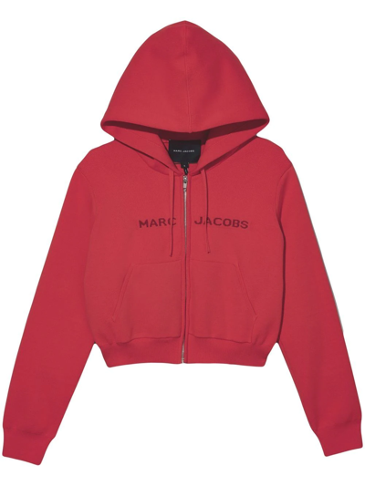 Marc Jacobs The Cropped Logo-print Hoodie In Red