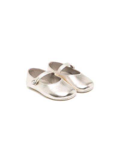 Bonpoint Babies' Plume Metallic Mary Jane Shoes In Gold