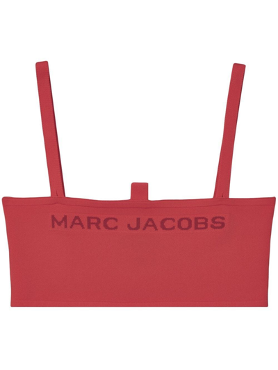 Marc Jacobs The Bandeau Logo-print Top In Red