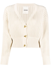 Aeron Cropped Ribbed-knit Cardigan In Neutrals