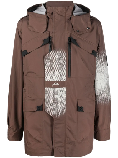 A-cold-wall* Graphic M-65 Shell Hooded Jacket In Brown