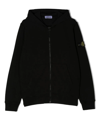 Stone Island Kids Boys Black Cotton Hoodie With Logo In Black