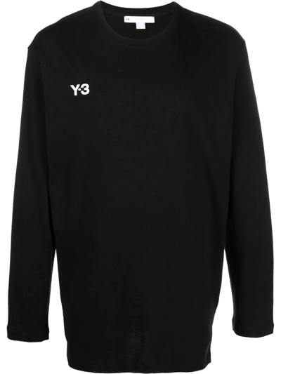 Y-3 Logo-print Long-sleeve T-shirt In Black