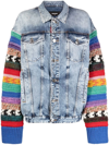 Dsquared2 Knitted-sleeved Panelled Denim Jacket In Blue
