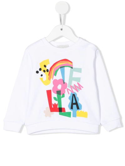 Stella Mccartney White Sweatshirt For Baby Girl With Logo In Avorio