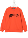 Dsquared2 Kids Orange Hoodie With Spray Effect Logo In Orange