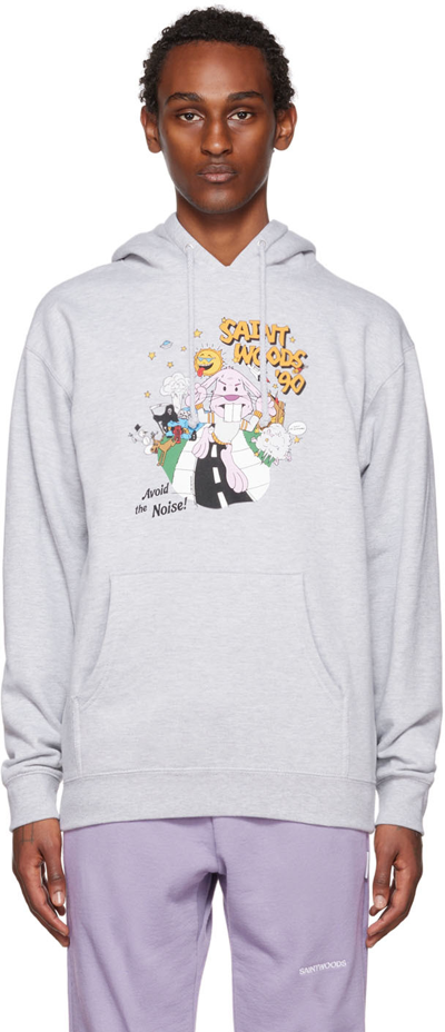 Saintwoods Graphic Print Hooded Sweatshirt In Grey