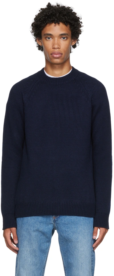 Apc Pierre Wool Crewneck Sweater In Blue