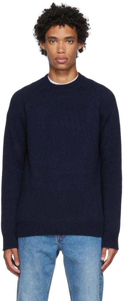 Apc Pierre Wool Crewneck Sweater In Navy