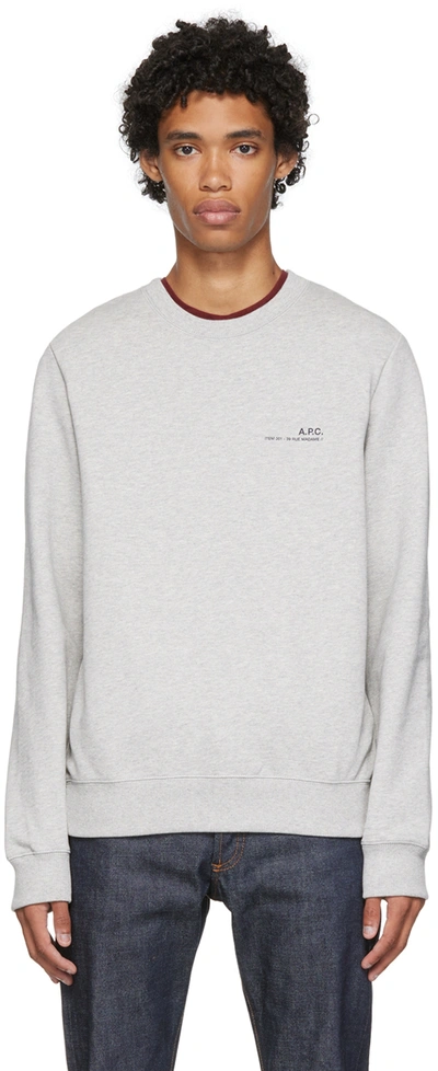 Apc Gray Printed Sweatshirt In Plb Heathered Light