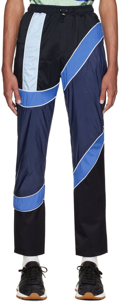 Ahluwalia Men's Multi-wave Patchwork Track Pants In Blue