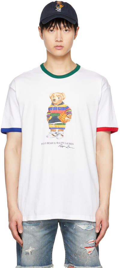 Polo Ralph Lauren Bear Printed Cotton-jersey T-shirt In White Multi Active Bear