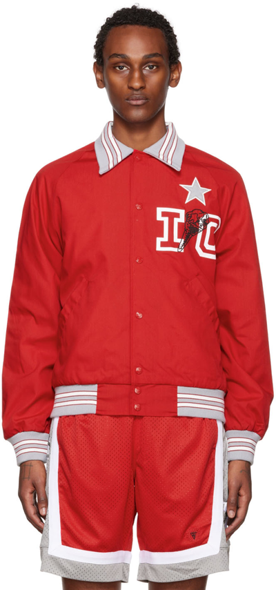 Icecream Team Eu Brand-embroidered Woven Bomber Jacket In Red