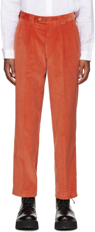 Paul Smith Orange Pleated Trousers In Earth