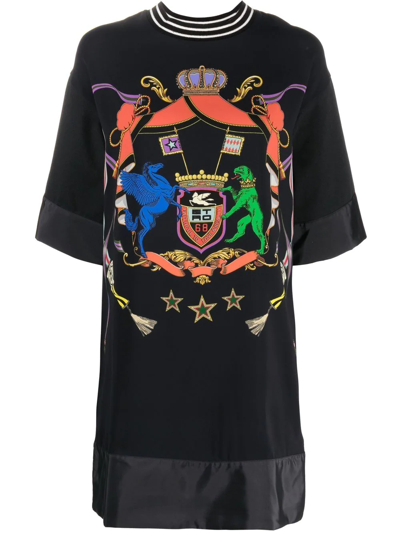 Etro Graphic-print Oversized T-shirt Dress In Black