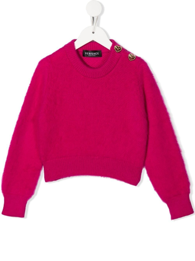 Versace Fuchsia Sweater Girl Kids In Pink
