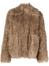 Burberry Mohair Wool-blend Faux Fur Jacket In Neutrals