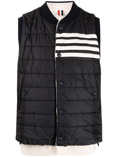 Thom Browne Reversible Padded Gilet In Navy